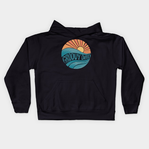 Groovy dad with a cool retro sunset best gift for groovy dads Kids Hoodie by AbirAbd